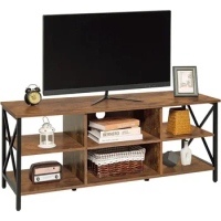 WEENFON Stand for 55 Inch TV, Retro Home Media Entertainment Center with 6 Storage Shelves, Industrial TV Console Cabinet