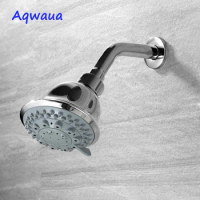 Aqwaua Showering Replacement Shower Head Fixed Mount G1/2' Seven Function Polished Chrome Rainfall Shower Head Single Head