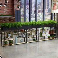 鐵藝簡約現代餐廳隔斷辦公室遮擋裝飾置物架工業風綠植半圍欄屏風