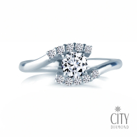 【City Diamond 引雅】『極光』天然鑽石30分白K金戒指 鑽戒