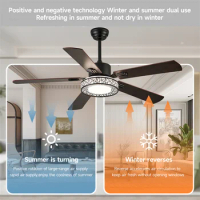 52 Inches Ceiling Fan Lamp Without Remote Control Adjustable 6 Level Speed 5 Heads Led Fandelier Indoor Led Chandelier Luminaire