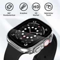 Glass+Cover For Apple Watch case Ultra 9 8 7 6 SE 5 iWatch Screen Protector Apple watch serie 49mm 44mm 40mm 41mm 45mm 42mm 38mm