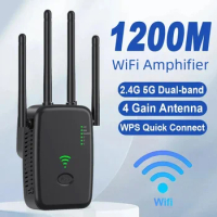 1200Mbps Wireless Router WiFi Repeater 2.4G 5G WiFi Signal Amplifier Extender Router WIFI Booster for Home Office