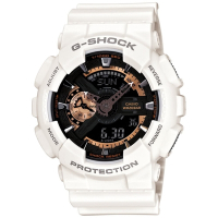 G-SHOCK系列 強悍風格質感抗磁雙顯電子錶 GA-110GW-7A-白x黑/49mm