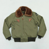 BOB DONG B-15A Flight Jacket Winter Fur Collar Bomber Jacket For Men and Women
