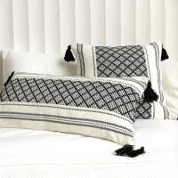 Modern fashion weave geometric black square throw pillow/almofadas case 30x65 45,nordic simple design cushion cover home decore