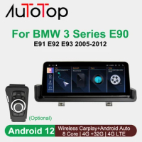 AUTOTOP Wireless Carplay AutoRadio GPS Android 12 For BMW 3 Series E90 E91 E92 E93 2005-2012 iDrive Multimedia Audio Head Unit