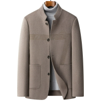 羊毛大衣毛呢外套-立領休閒夾克雙面呢男外套2色74hh21【獨家進口】【米蘭精品】