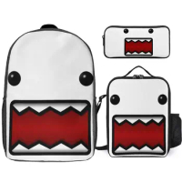 Domo Kun DJ 1 3 in 1 Set 17 Inch Backpack Lunch Bag Pen Bag Schools Premium Firm Blanket Roll Cozy