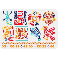 1pc Mayan Stencils 12x8" Aztec Symbol Painting Templates Reusable Mexico Stencils Template for Scrapbooking Photo Album