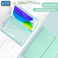 ASH For Samsung Galaxy Tab S6 Lite 10.4 P610 Wireless Bluetooth Keyboard Case for Samsung Tab A7 10.4 Leather Pen Slot Cover