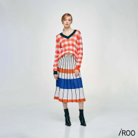 【iROO】條紋針織褶裙