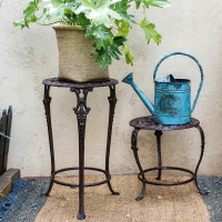 掬涵 鑄鐵花盆架 置物架輕奢歐式巴洛克裝飾擺件雜貨花園戶外庭院