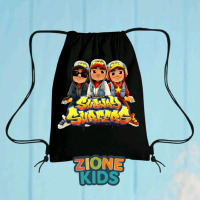 Tas Serut Anak Unisex Motif Subway Surfers Terbaru 2026 Full Fleece Tebal Custom Nama Gratis Tas Ana
