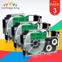 3PK for Casio Tapes XR-9GN 9mm Label Tape Black on Green Competible Print KL-60 KL-120 KL-300 CW-L300 KL-430 KL-C500 Labelmaker