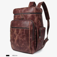 Grain Leather Backpack European and American Style Cow Leather Retro Large Backpack Men Backpack