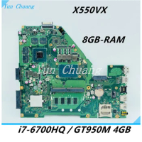 X550VX mainboard For ASUS X550VXK X550VQ FH5900V FX50V FZ50V Laptop motherboard With i7-6700HQ CPU GT950M 4G 8GB-RAM 100%Tested