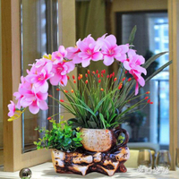 仿真花套裝陶瓷花盆客廳室內餐桌設假花絹花擺件QW5870 【麥田印象】