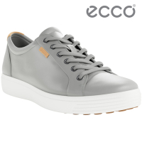 ECCO SOFT 7 M 柔酷簡約耐磨百搭皮革休閒鞋 男鞋 灰色