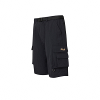 FILA #Be part of the FILA 男平織工裝短褲-黑色 1SHZ-1417-BK