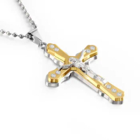 Cross pendant necklace boys fashion double decker pendant