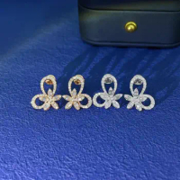 YM2024 White diamonds 18K White Gold Nature White Diamonds 0.10ct Female's Studs Earrings for Women Fine Earrings