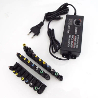 เพาเวอร์ซัพพลายแบบปรับได้, AC ถึง DC, 3V 24V, 9W 72W, อะแดปเตอร์สากล, ปลั๊ก EU และ US, พร้อมขั้วต่อ 