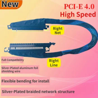 JHH-Link PCI-E X16 4.0 External Graphics Card Extension Cable Braided Mesh AI Server Adapter Cable PCI E GEN4 for GPU Video Card