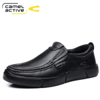 Camel Active Genuine Leather Men's Loafers Fashion Casual Shoes Classics Slip on Leisure Flats Retro Outdoor Mountain Shoe Men