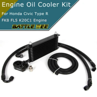 Engine Oil Cooler Kit For Honda Civic type-R FK8 FL5 K20C1 Engine AN10 Radiator Oil Filter Sandwich Plate Thermostat Adapter