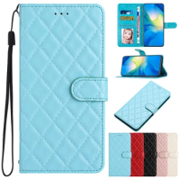 Fashion Solid Color Stand Wallet Flip Phone Case on For TCL 40 SE 403 408 406 405 TCL 40SE 6.75" Case Rhombus Leather Cover Etui