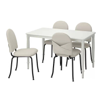 DANDERYD/EBBALYCKE 餐桌附4張餐椅, 白色/idekulla 米色, 130 公分