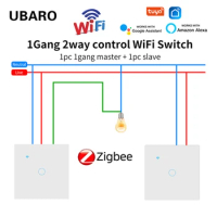 UBARO Zigbee Smart Stair Touch Switch Luxury Glass Panel Sensor Button Multi App Control Voice Timer Works With Alexa Google