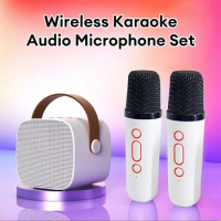 2023 New Mini Wireless Mic Bluetooth Small Speaker Outdoor Portable Audio Karaoke speaker with Mic Bluetooth Family Singing