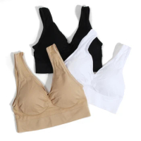 3pack sexy bra With Pads Seamless push up XXXL underwear wireless Bra black/white/beige