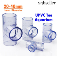 1pcs Inner Diameter 20mm/25mm/32mm/40mm Transparent Pipe Fitting Clear UPVC Tee for Aquarium Fluid Demonstration