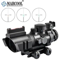 Marcool 4x32 Tactical Scope ACOG Hunting Rifle Scope Reticle Red Dot Fiber Optic Sight