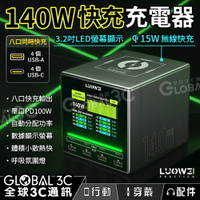 Luowei 洛韋 U1 猛禽 140W 快充充電器 3.2吋螢幕顯示 8個USB 和Type-C輸出 PD3.1快充