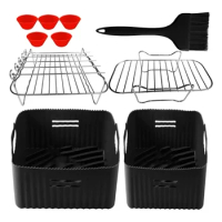 Air Fryer Pads Metal Grilling Rack Silicone Air Fryer Tray Silicone Baking Liners Silicone Cake Molds for Air Fryers