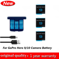 New AHDBT-901 Replacement Batteries 3-Port USB Storage Quick Charger For GoPro Hero 9/10 Camera Battery (3 Battery+Charger)
