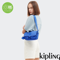 Kipling 深邃亮藍色掀蓋拉鍊收納側背包-CHILLY UP