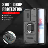 Push Pull Camera Protective Shell For Oppo Reno11 F 5G Car Magnetic Ring Stand Case For oppo reno F25 Pro F11 F Anti Drop Coque