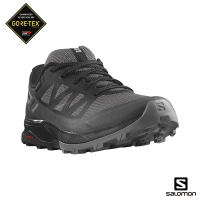 【salomon官方直營】女 OUTRISE Goretex 低筒登山鞋(黑/磁灰/海鷗灰)