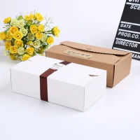 50pcs/lot 20cmx11cmx6cm cookie packaging kraft paper box gift box packaging for bakery food envelope type