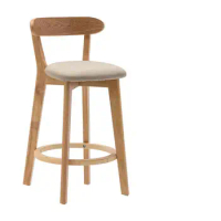 Bar stool solid wood high stool modern minimalist light luxury back bar chair Nordic home bar stool