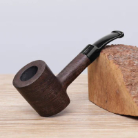 MUXIANG-Ebony Wooden Tobacco Pipe, Bent Pipe, Metal Filter, Carved Smoke Pipe, Beginner Smoking Accessories, 3mm