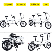 Meghna 20 inches Folding Tandem Bike 3-Seater Shimano 7speed City Travel Tandem Adult Bicycles For Outdoor Beach Cruiser bikes