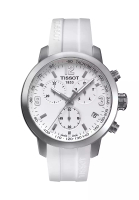 Tissot PRC 200 Chronograph Men's White Rubber Strap and White Dial Quartz Watch - T055.417.17.017.00