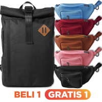 BELI 1 GRATIS 1 -BELI 1 MILLENIUM TAS RANSEL UNISEX LAPTOP 14\ + GRATIS 1 FILATELI WAISTBAG WRN ACAK