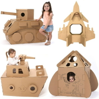 紙板玩具 紙箱玩具 幼兒園兒童手工制作DIY玩具 涂色鴉模型紙板紙箱 汽車坦克飛機房子 全館免運